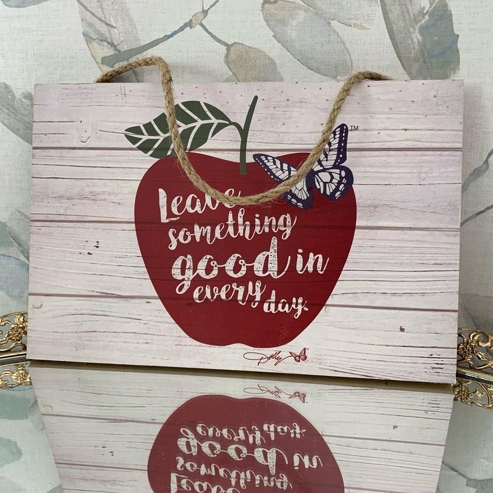 #46 Dolly Parton Leave Something Good Washed Apple Wood Sign Farmhouse Plaque